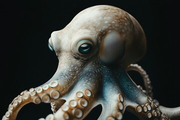 Wall Mural - A close-up view of a realistic octopus with detailed textures and vibrant colors.