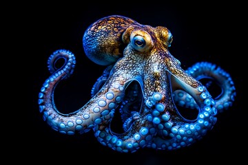 Sticker - A vibrant octopus with striking colors and intricate patterns, showcasing marine life beauty.