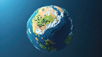 Poster - 3D cartoon depiction of the Eastern hemisphere of Planet Earth