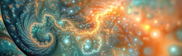Poster - Fractal image of an abstract depiction of a river of developing stars in a 3D cartoon rendering