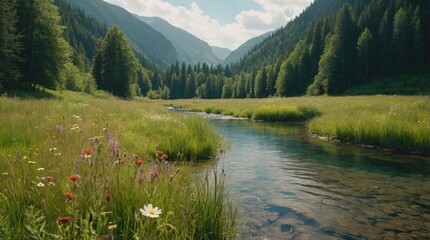 Wall Mural - Wallpaper summer in the mountains