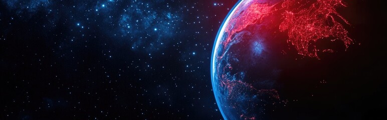 Aufkleber - Cartoon rendering in 3D of a spacecraft and Planet Earth against a black background