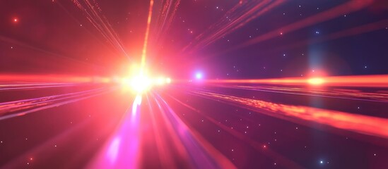 Poster - Abstract lens flare background concept of space or time travel in 3D cartoon rendering