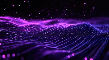 Aufkleber - Abstract ultraviolet landscape set against a dark background with a purple cyberspace grid depicting a hi tech network and violet starry outer space texture Vertical image orientation in 3D cartoo
