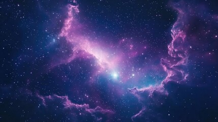 Aufkleber - Outer space illustration with watercolor texture featuring a 3D cartoon rendering of nebula and stars