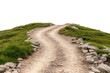 © นุชรี อังคะคำมูล - A winding dirt path through green hills, inviting exploration and adventure amidst nature's serene beauty isolate on transparency background