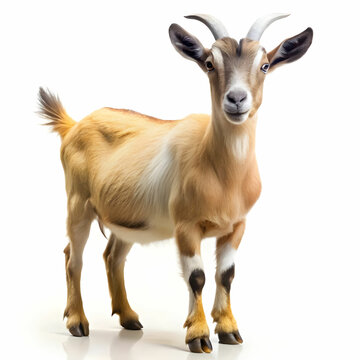 goat standing up isolated on a-white background