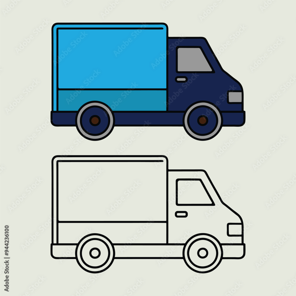 Unique Delivery Truck Icons. Transport services. Vector transport logo ...