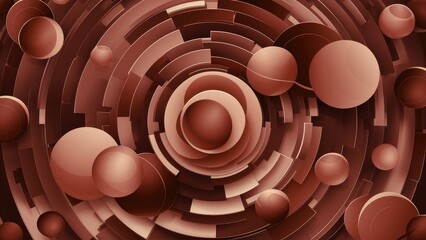 Poster - dynamic abstract background featuring a gradient of brown circles with a geometric oval pattern. 3d 