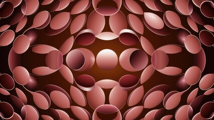 Poster - dynamic abstract background featuring a gradient of brown circles with a geometric oval pattern. 3d 