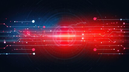 Poster - Dynamic abstract technology background featuring animated red lines and dots. Geometric design with floating connections.