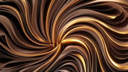 Poster - Elegant Abstract Background Design with Golden Chaos of Wavy Lines