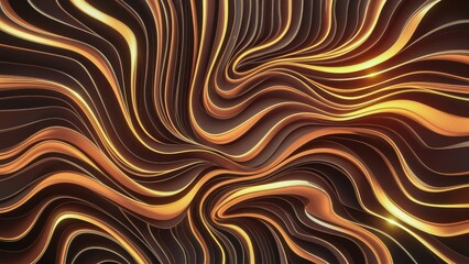 Poster - Elegant Abstract Background Design with Golden Chaos of Wavy Lines