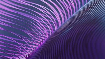 Poster - Elegant Abstract Background Featuring Delicate Thin Curved Lines in Purple and Blue - Modern 3D Rendering