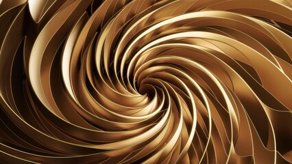 Poster -  Elegant Gold Bezier Curve Metal Plate - Contemporary 3D Abstract Rendering with Organic Design