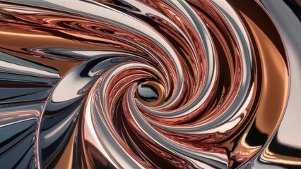 Poster -  Elegant Modern 3D Rendering of Chrome Reflection with Artistic Bezier Curve - Abstract Background High Quality 3D Illustration