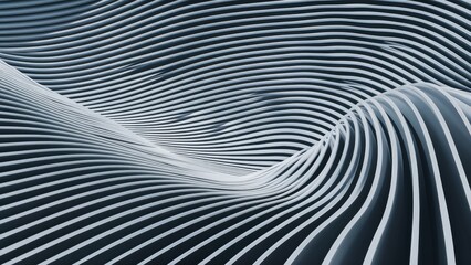 Poster -  Elegant diagonal abstract white striped wave lines creating a technological background texture.