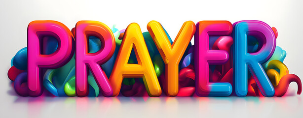 PRAYER colorful typography banner on transparent background