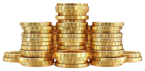 Canvas Print - PNG Stacked golden coins wealth