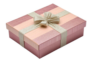 Wall Mural - This gift box showcases a stylish design with a sparkling ribbon and a gradient color scheme of soft pink hues, perfect for special occasions. Transparent background PNG