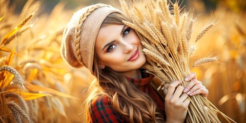 Canvas Print - woman in wheat field