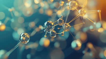  - 3D rendering of a molecule and communication background featuring lines and spheres suitable for brochure or web banner design in medical technology chemistry and science contexts