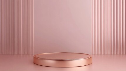 Poster - 3D rendering of a rose gold podium ideal for showcasing cosmetics Vacant display for product presentations