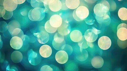 Poster - Bokeh circles in shades of green and blue on a soft background