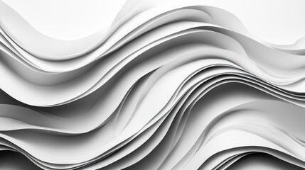 Poster - Abstract wave lines in shades of grey and white featuring a paper texture and a 3D effect