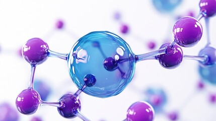 Poster - Abstract blue and violet molecule on a white background