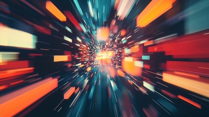 Fototapete - Abstract geometric elements with a fast zoom motion background showcasing a high speed lighting effect for design and illustration purposes