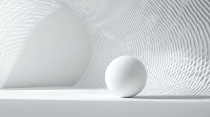 Poster - Abstract white geometric hemisphere on a clean background minimalist geometry design with empty space 3D visualization