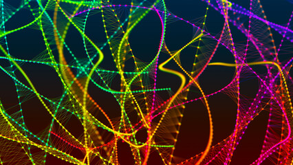 Poster - Abstract background with connecting dots and lines. Neural connections. Network connection structure. Weave effect. 3D rendering