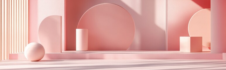 Aufkleber - 3D Abstract Minimal Scene Featuring Geometric Shapes Promotional Display for Products Showcase Arrangement Cosmetic Item Presentation Podium Stage or Platform