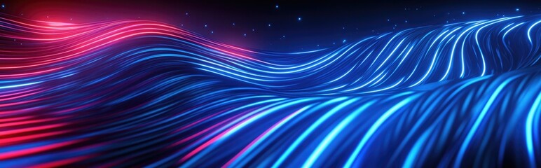 Aufkleber - 3D illustration of blue wave like stripes creating a futuristic background