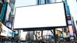 © Farhad - Large blank billboard in times square new york city with busy crowded street and tourists