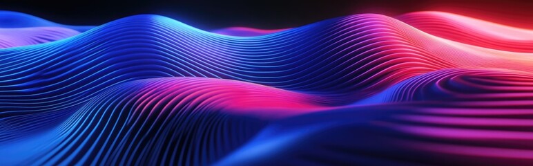 Aufkleber - 3D illustration of blue wave like stripes creating a futuristic background