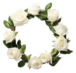 Canvas Print - PNG  Elegant white rose floral wreath