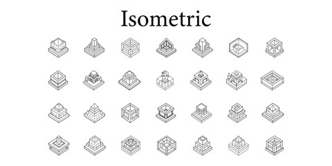 Fototapete - Isometric set Vector Illustration