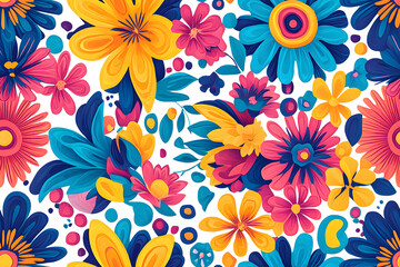 Wall Mural - Colorful and intricate seamless pattern with floral and abstract shapes