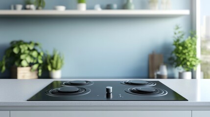 Sticker - Modern Kitchen with Black Glass Stovetop