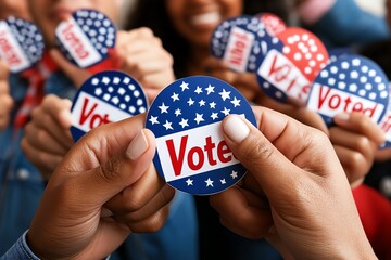 Poster - Election Day as a time for civic responsibility, depicted in a design showing voters wearing 