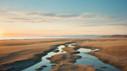 Wall Mural - Landscape of steppes and waters