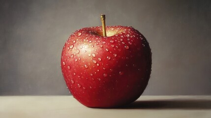 Wall Mural - A Red Apple Covered in Water Droplets