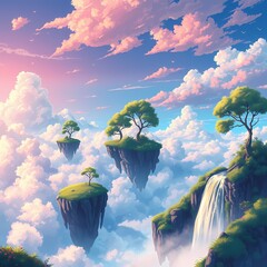 Wall Mural - landscape with rainbow and clouds