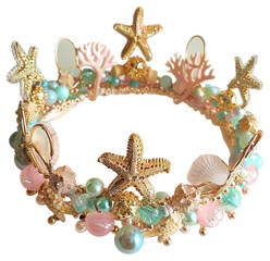 Sticker - PNG Elegant starfish-themed beaded crown