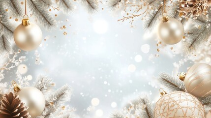 Christmas and happy New Year background Generative in white and gold