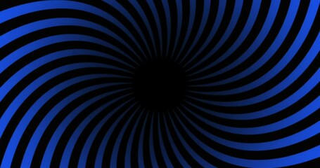 Wall Mural - Full frame on a black and blue hypnotic spiral background rotating anti-clockwise.