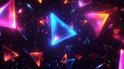 A colorful image of triangles and squares in the air