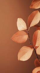 Poster - elegant autumn leaves against a warm brown backdrop showcasing the beauty of nature in a serene sett